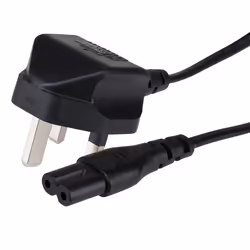 This Maplin Power Lead IEC C7 Fig 8 2 Pin Plug to UK 3 Pin Plug. also known as a figure 8 lead. is commonly used for low powe ...