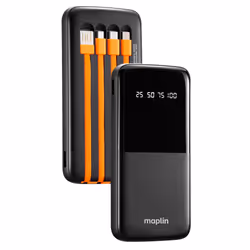 Need power on the go? The >Maplin 10000mAh Slim Power Bank with Integrated Lightning. USB-C. USB-A & Micro USB Cables ...