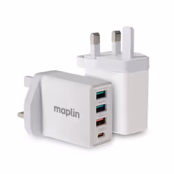 Designed to meet the needs of the latest USB-C and USB devices on the market. the Maplin 4 Port USB Wall Charger 3x USB-A 1x ...