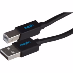 This Maplin Premium USB-A 2.0 to USB-B Cable uses USB-A 2.0 and USB-B 2.0 connectors and is mainly used to connect large devi ...