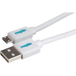 Maplin MAPCUS07-002 USB cable USB 2.0 0.25 m USB A Micro-USB B White