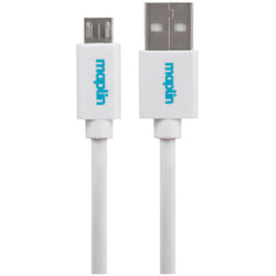 Maplin USB-A to Micro USB-B Cable - White - 0.5m