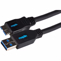 This Maplin USB-A to Micro USB-B V3.0 Super Speed Cable uses USB A and micro B 3.0 connectors. It is mainly used to connect a ...