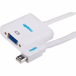 This Maplin Premium Mini DisplayPort to VGA Adapter Converter - White enables video output from a PC tower unit or laptop to ...