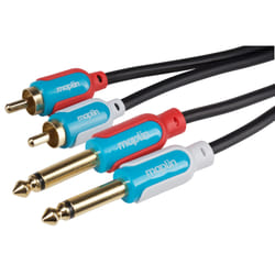 Maplin Twin 1/4&quot; 6.35mm 2 Pole Jack Plug to Twin RCA Phono Cable
