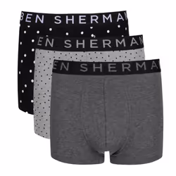 Ben Sherman 3 Pack Van Boxers - GREY/CHARCOAL/BLACK PRINT, Small