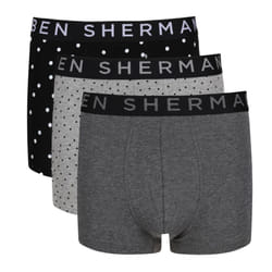 Ben Sherman 3 Pack Van Boxers - GREY/CHARCOAL/BLACK PRINT, Small