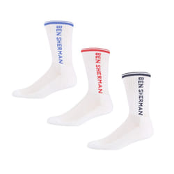 Ben Sherman 3 Pack Sport Bananas Sock - White, 7-11
