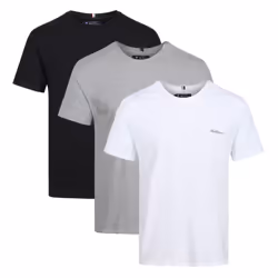 Ben Sherman Otto 3 Pack T-Shirt - BLACK/WHITE/GREY MARL, Small