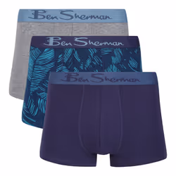 Ben Sherman 3 Pack Howard Boxers - GREY MARL/PRINT/NAVY, Small
