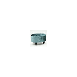LUXURY BLUE VELVET OVAL FOOTSTOOL