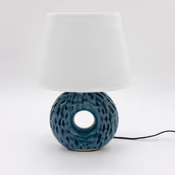 40CM BLUE CERAMIC LAMP AND SHADE