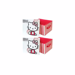 2 x Hello Kitty Toy Storage Box Collapsible Toy Box for Girls Bedroom Nursery