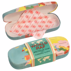 Rex international Vintage World Map hardshell Glasses case