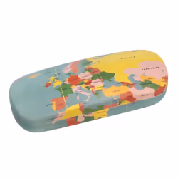 Rex international Vintage World Map hardshell Glasses case