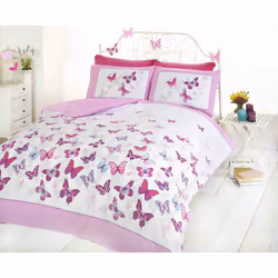 Art Butterfly Duvet Cover Quilt Bedding Set, Pink, King