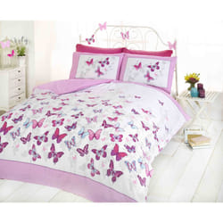 Art Butterfly Duvet Cover Quilt Bedding Set, Pink, King