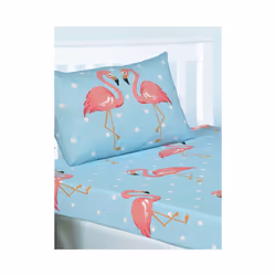 FiFi Flamingo Fitted Sheet and Pillowcase Set - Double