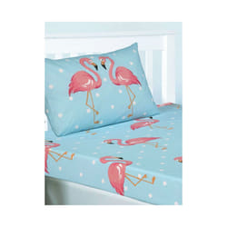 FiFi Flamingo Fitted Sheet and Pillowcase Set - Double