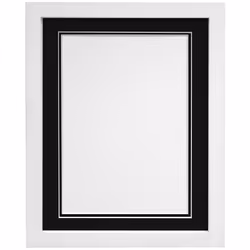 FRAMES BY POST H7 Picture Photo Frame, Wood, White with White Double Mount, A3 Image Size A4