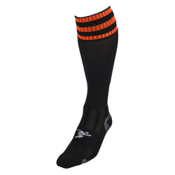 Precision 3 Stripe Pro Football Socks Junior J12-2 Black/Tangerine