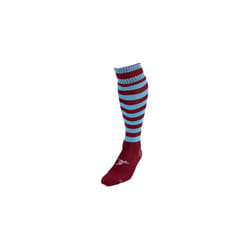 Precision Hooped Pro Football Socks Maroon/Sky - UK Size J12-2