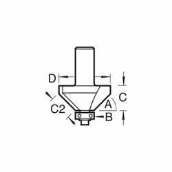 Professional Bevel Trim Cutter, 27mm Diameter, 9mm Length, 45-Degree, 1/4 Inch Shank, Tungsten Carbide Tipped, 46/6BX1/4TC
