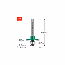 CraftPro Slotting Router Cutter Bit, 1/4 Inch Shank, 3.2mm Cutting Depth and 9.5mm Groove Depth, Tungsten Carbide Tipped, C143X1/4TC