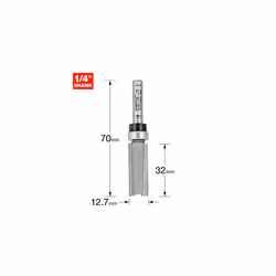 Professional Profiler, 12.7mm Diameter, 32mm Cut Length, 1/4 Inch Shank, Bearing Guided, Tungsten Carbide Tipped, 46/96X1/4TC