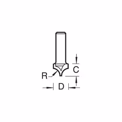 Professional Ovolo Panel Veining Router Cutter Bit, 1/4 Inch Shank, 13mm Cut Diameter, 12.5mm Cut Length, 6mm Radius, 16/3X1/4TC