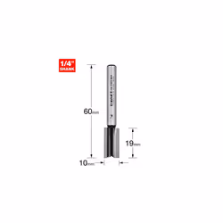 Trade Straight Two Flute Router Cutter Bit, 1/4 Inch Shank, 10mm Cut Diameter, Tungsten Carbide Tipped, TR09X1/4TC