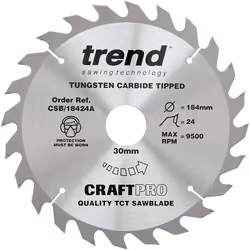 Trend CSB/18424A Craft Pro General Purpose TCT Blade Ideal for Hitachi and Hikoki Circular Saws, 184mm x 24 Teeth x 30mm Bore ...