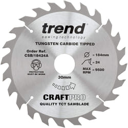 Trend CSB/18424A Craft Pro General Purpose TCT Blade Ideal for Hitachi and Hikoki Circular Saws, 184mm x 24 Teeth x 30mm Bore, Tungsten Carbide Tipped