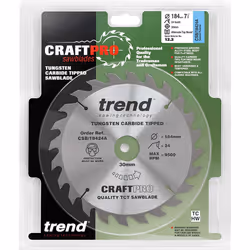 Trend CSB/18424A Craft Pro General Purpose TCT Blade Ideal for Hitachi and Hikoki Circular Saws, 184mm x 24 Teeth x 30mm Bore, Tungsten Carbide Tipped - Additional view 6