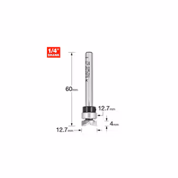 Professional Guided Profiler, 12.7mm Diameter x 4mm Cut, 1/4 Inch Shank, 1/2 Inch Bearing, Tungsten Carbide Tipped, 46/910X1/4TC