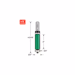 CraftPro Guided Profiler Router Cutter Bit, 1/2 Inch Shank, 19.1mm Cut Diameter & 50mm Cut Length, Tungsten Carbide Tipped, C199X1/2TC