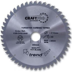 Trend CSB/CC19060 Craft Pro Negative Hook Crosscutting TCT Circular Saw Blade, Tungsten Carbide Tipped, 190mm x 60 Teeth x 30 Bore