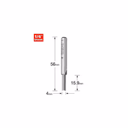 Professional Straight Two Flute Router Cutter Bit, 1/4 Inch Shank, 4mm Cut Diameter, Tungsten Carbide Tipped, 3/07X1/4TC