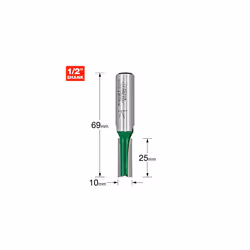 CraftPro Straight Two Flute Router Cutter Bit, 1/2 Inch Shank, 10mm Cut Diameter & 25mm Cut Length, Tungsten Carbide Tipped,  ...
