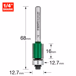 C116AX1/4TC 1/4 Shank Self Guided Trimmer 12.7mm Diameter Router Bit