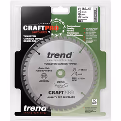 Trend CSB/AP16548 Craft Pro Worktop, Aluminium and Plastic TCT Blade for Plunge/Circular Saws, Tungsten Carbide Tipped, 165mm x 48 Teeth x 20 Bore - Additional view 5