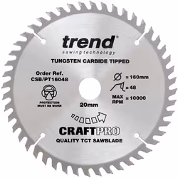 TREND CSB/PT16048 Craft Pro Super Fine Finish TCT Circular Blade Ideal for Festool, Scheppach, Mafell Plunge Saws, Tungsten C ...
