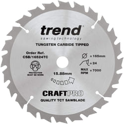 Trend CSB/16524T Craft Pro saw blade - 165mm diameter 5/8in bore 24tooth TCT for cordless saws, 5.0 mm*265.0 mm*318.0 mm
