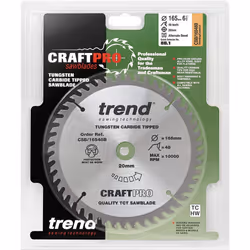 Trend CSB/16548B Craft Pro Trimming Crosscut TCT Blade Ideal for Makita, Dewalt, Bosch, and Evolution Circular Plunge Saws, Tungsten Carbide Tipped, - Additional view 5