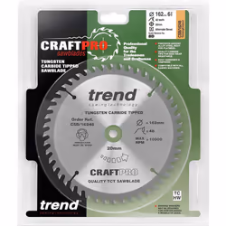 Trend CSB/16248 Craft Pro Trimming Crosscut TCT Blade for Circular Saws, 162mm x 48 Teeth x 20mm Bore, Tungsten Carbide Tipped - Additional view 4