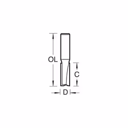 Professional Straight Two Flute Router Cutter, 1/2 Inch Shank, 6mm Cut Diameter, Tungsten Carbide Tipped, 3/24X1/2TC