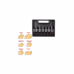 6 Piece Router Bit Starter Set, 1/4 Inch Shank, Tungsten Carbide Tipped, Storage Case Included, SET/SS11X1/2TC
