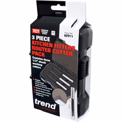 Trend KFP/1 Kitchen Fitters Pack - 3 X 50mm x 12.7mm worktop cutters, Black