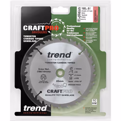 Trend CSB/16024A Craft Pro Combination TCT Circular Saw Blade, 160mm x 24 Teeth x 20mm Bore, Tungsten Carbide Tipped