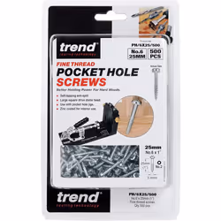 Trend PH/6X25/500 Pocket Hole Screws 25mm Long-Pack of 500 for Hardwoods